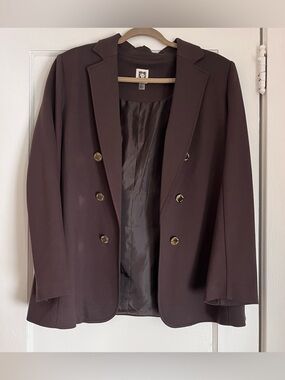 Anne Klein Women’s Chocolate Brown Blazer with Gold Buttons